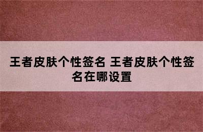 王者皮肤个性签名 王者皮肤个性签名在哪设置